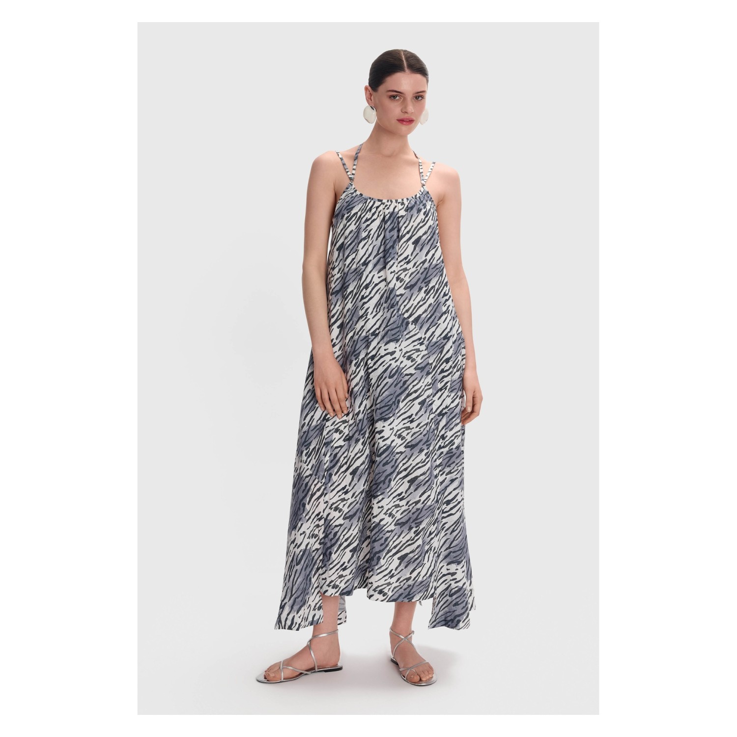 ALE Φόρεμα μακρύ zebra print