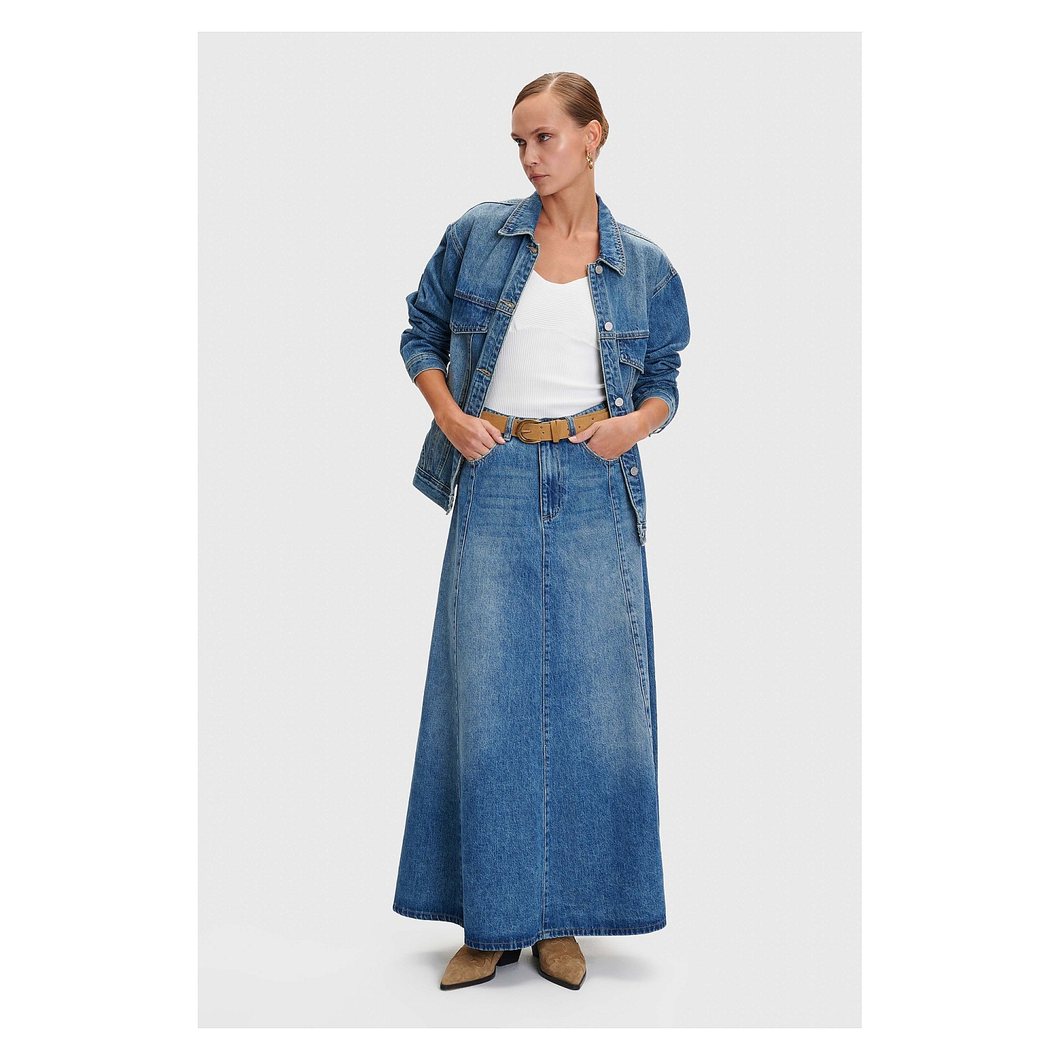 ALE Φούστα μακριά τζιν σε γραμμή Α Jeans