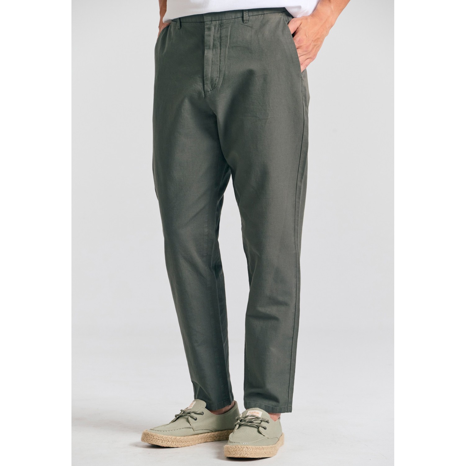 Comfort fit linen blend chino παντελόνι