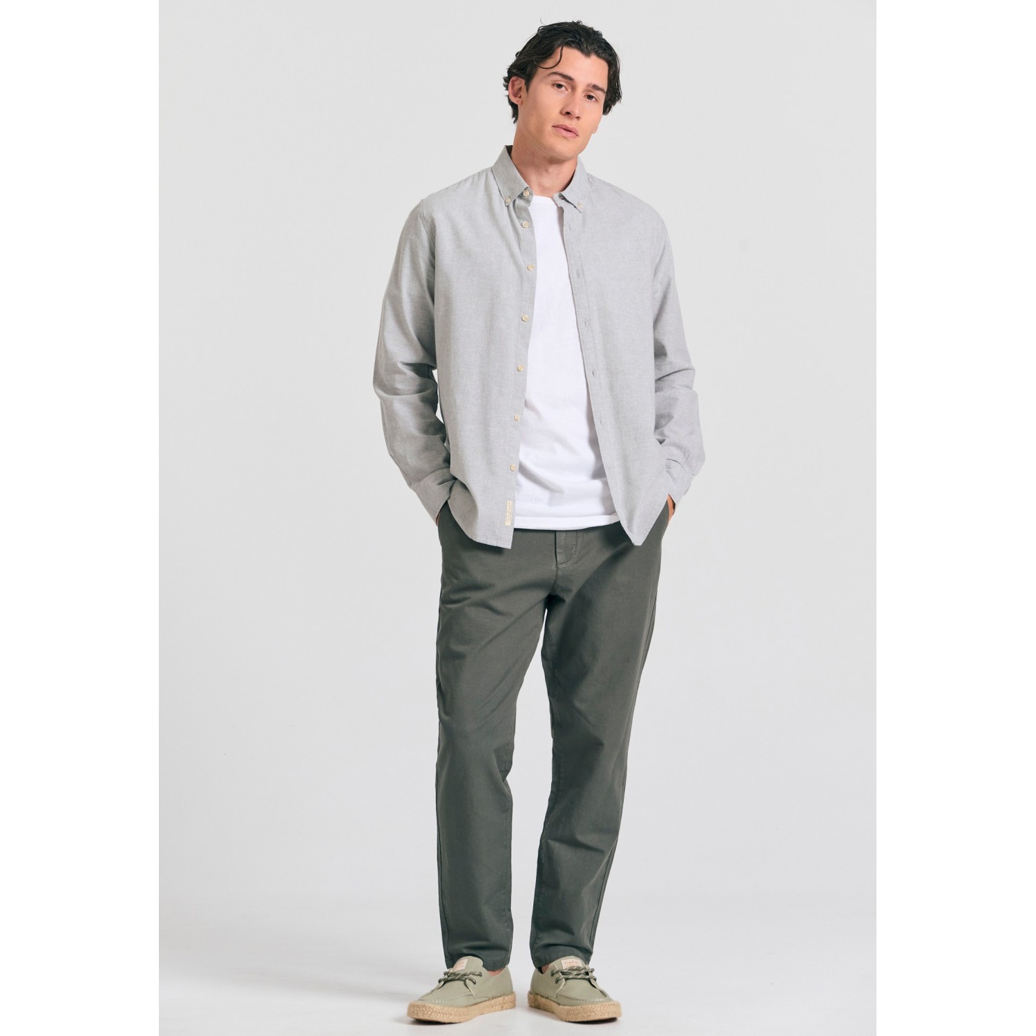Comfort fit linen blend chino παντελόνι