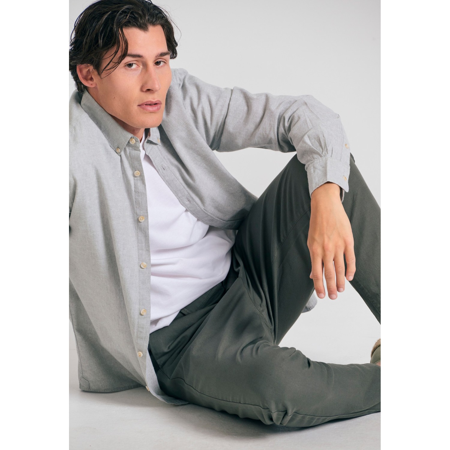 Comfort fit linen blend chino παντελόνι