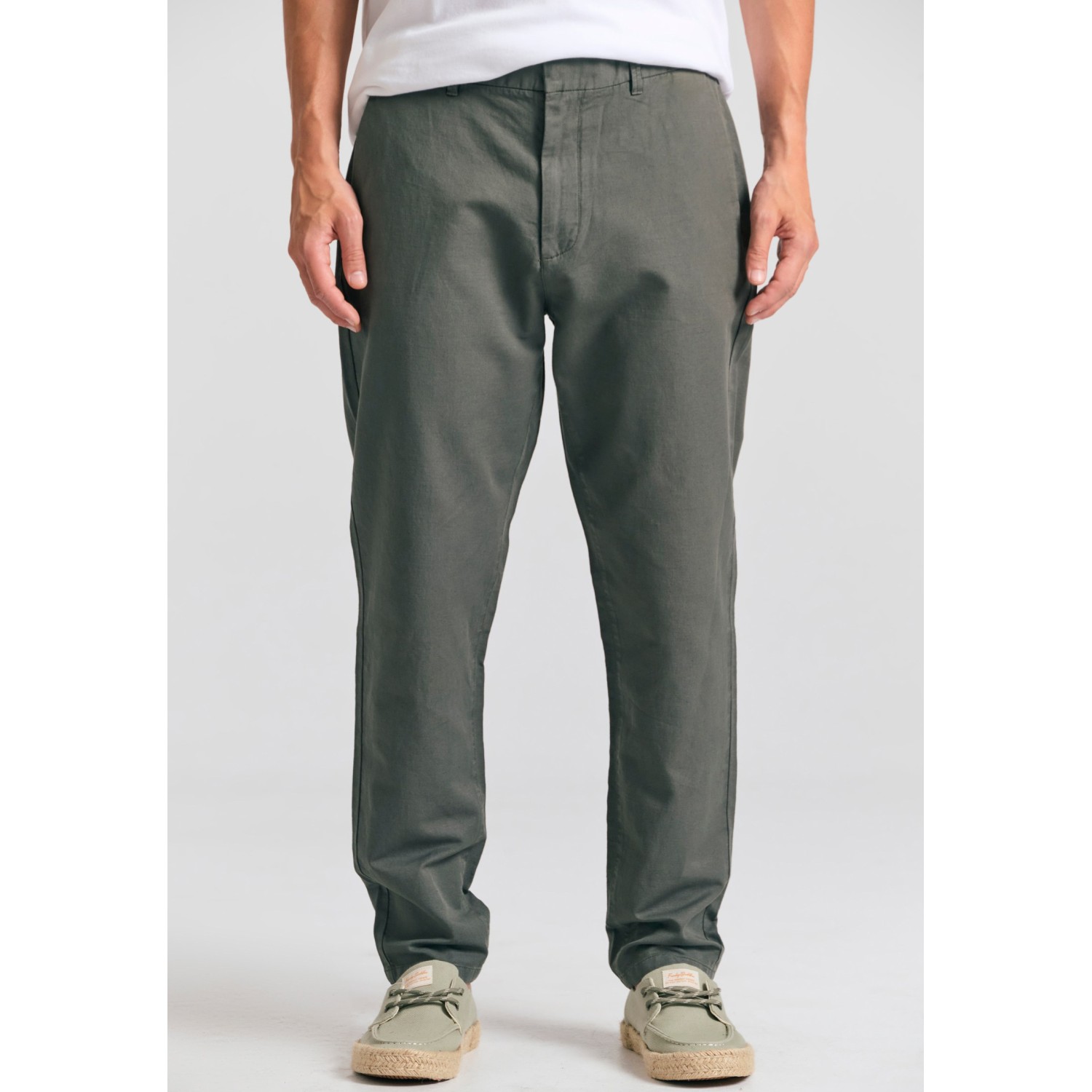 Comfort fit linen blend chino παντελόνι