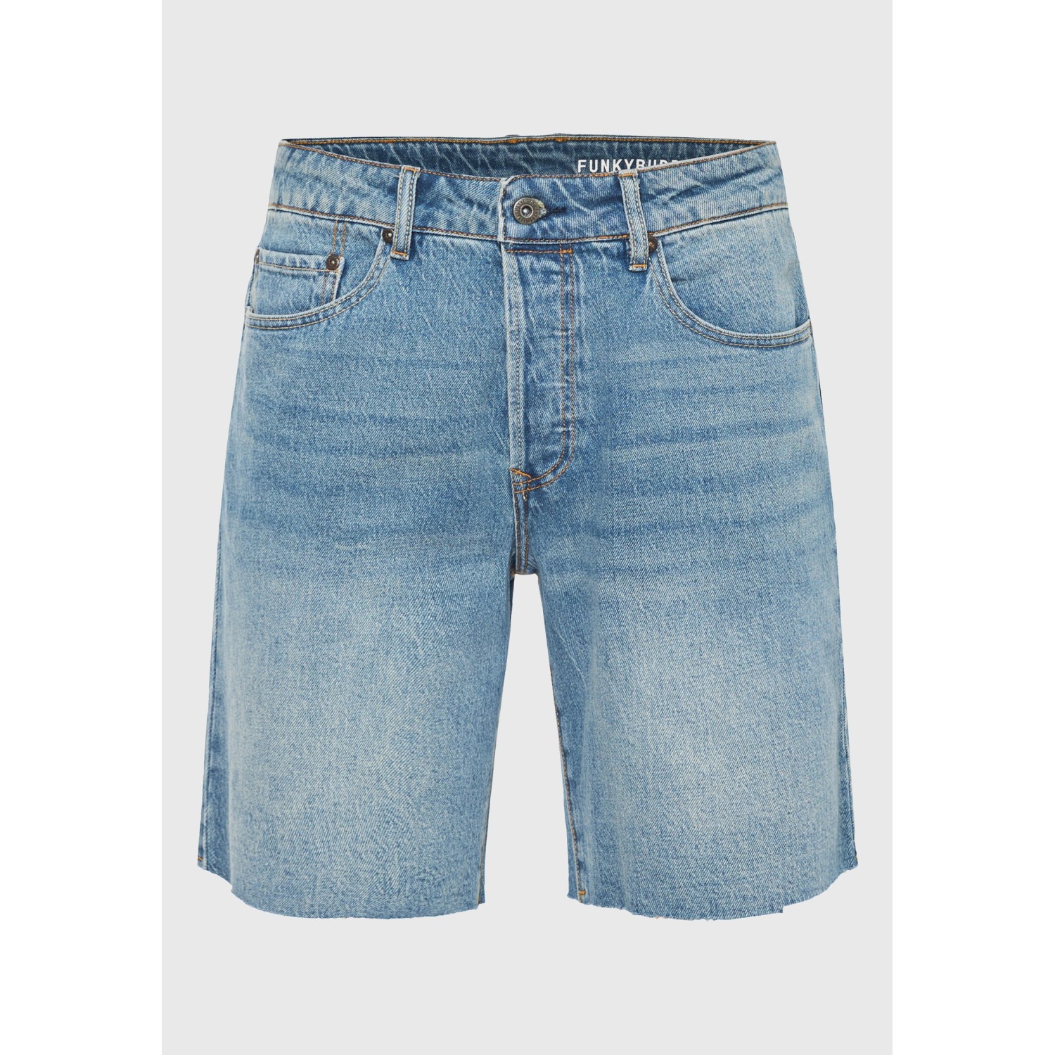 Comfort fit τζιν βερμούδα με raw edges