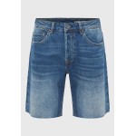 Comfort fit τζιν βερμούδα με raw edges