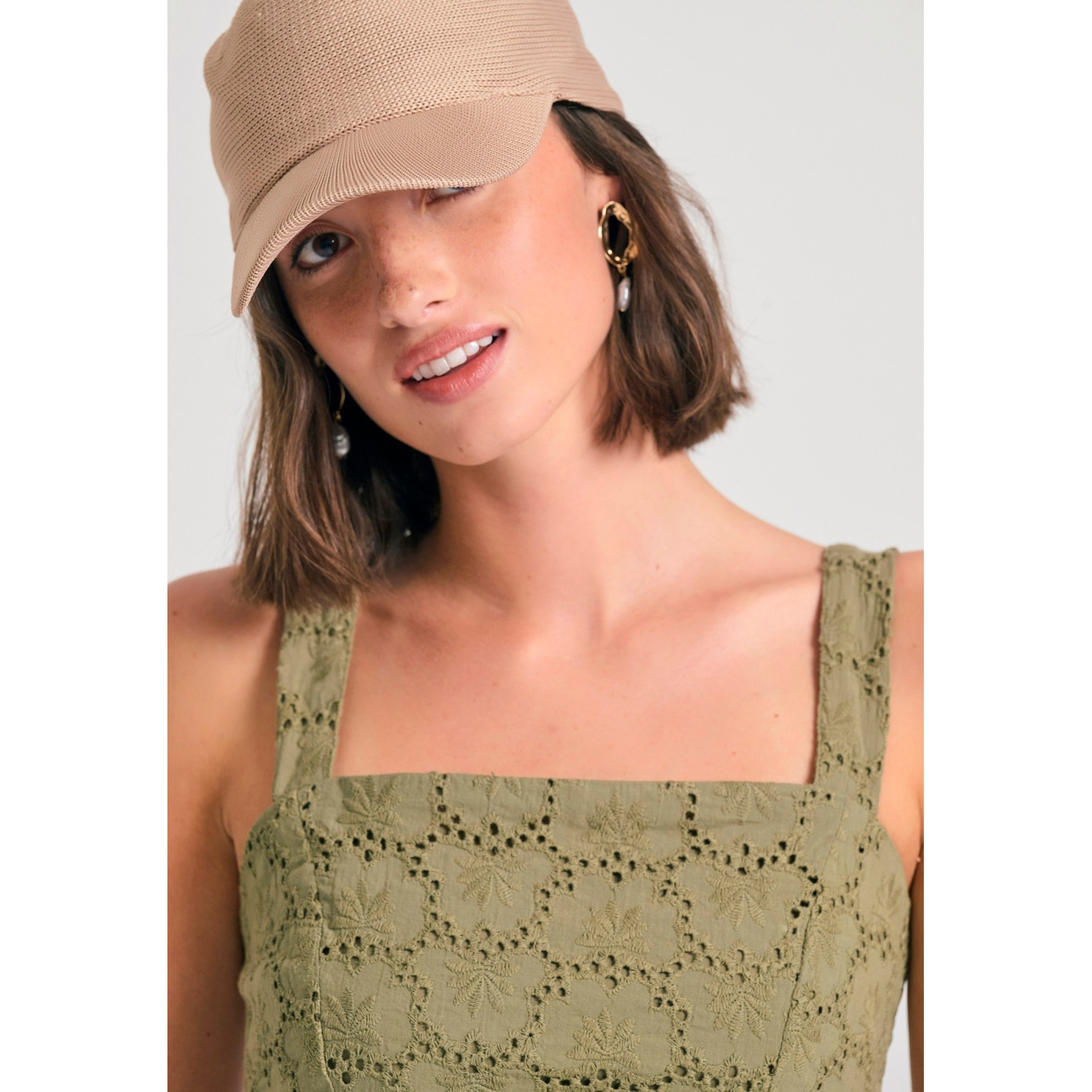 Embroidery cropped top με μοτίβο