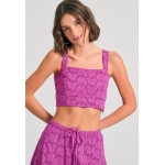 Embroidery cropped top με μοτίβο