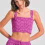 Embroidery cropped top με μοτίβο