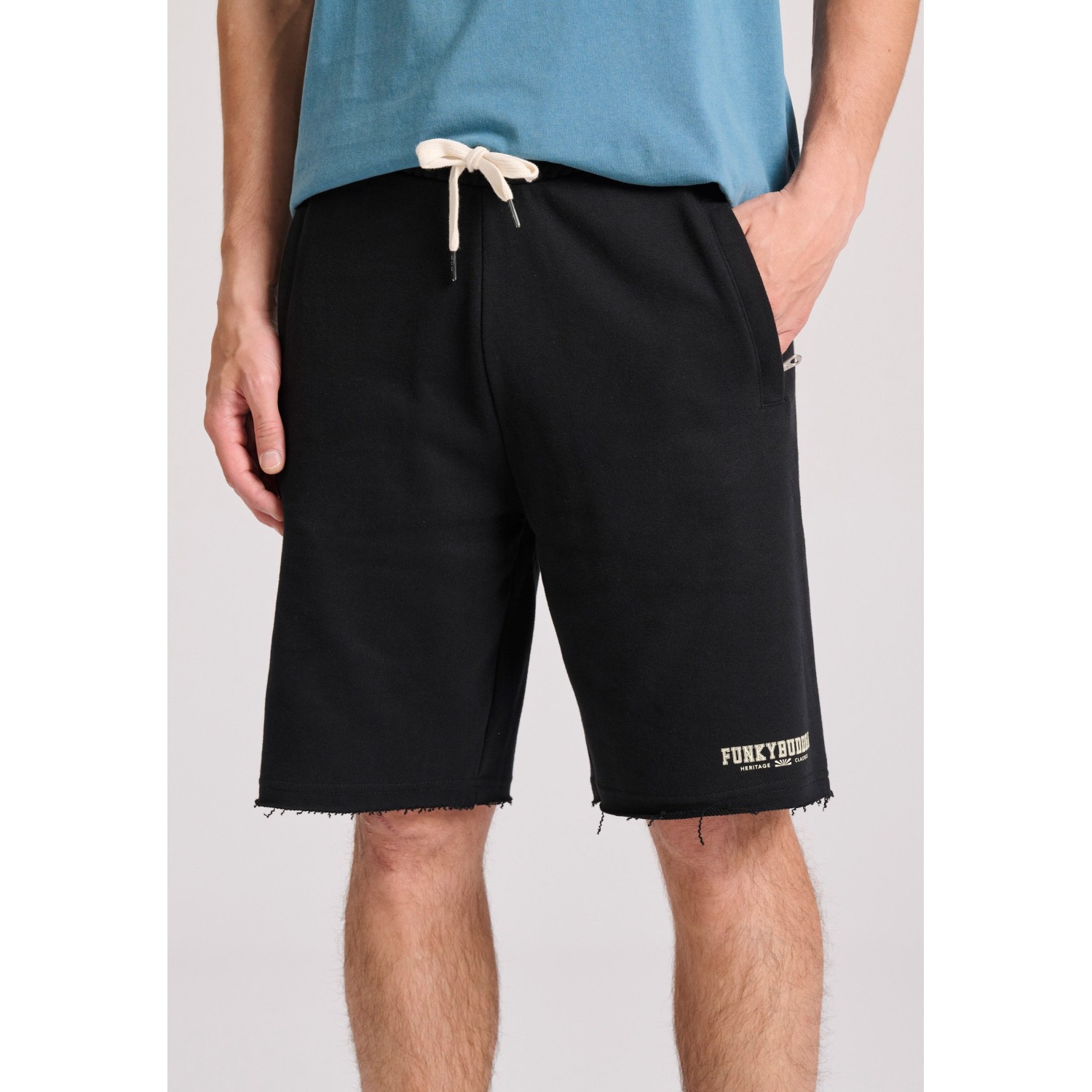 Essential wide leg fit αθλητική βερμούδα με raw cu