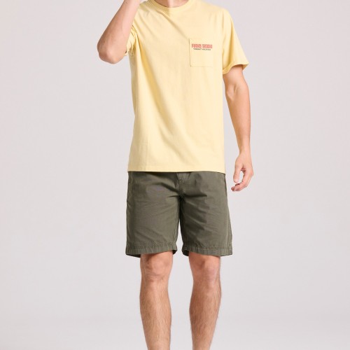Garment dyed chino βερμούδα σε ζακάρ ύφασμα