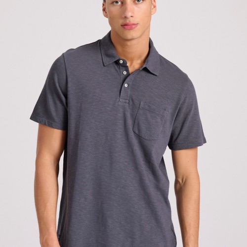 Garment dyed polo μπλούζα από φλάμα