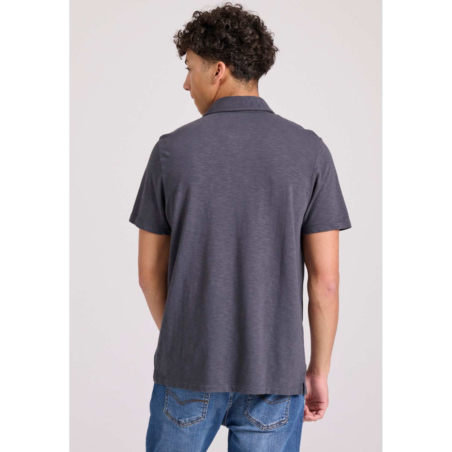 Garment dyed polo μπλούζα από φλάμα