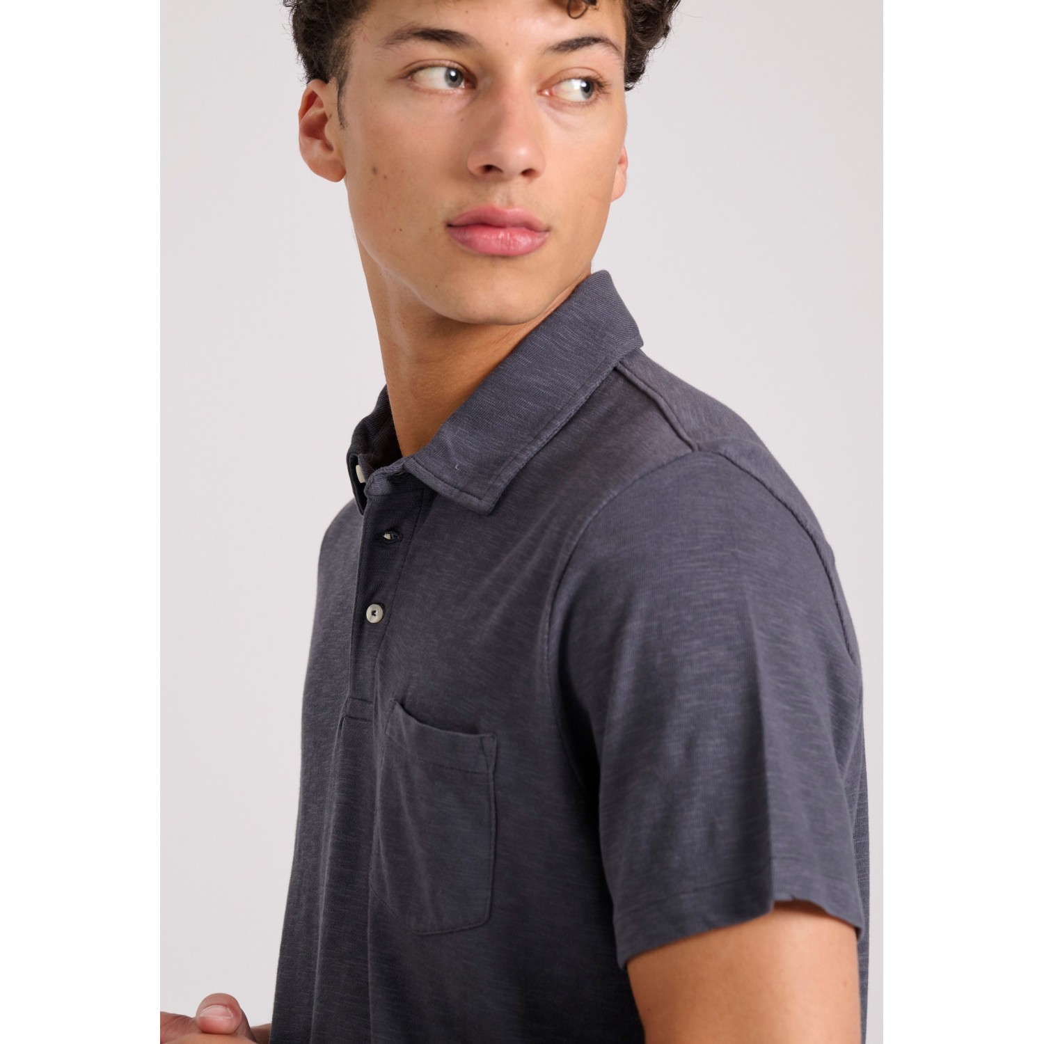Garment dyed polo μπλούζα από φλάμα