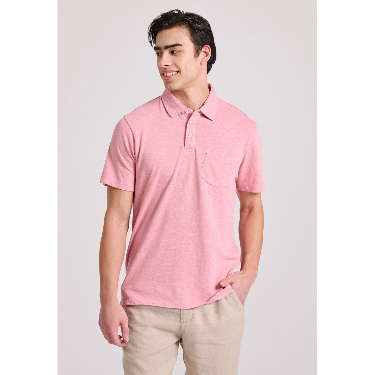 Garment dyed polo μπλούζα από φλάμα