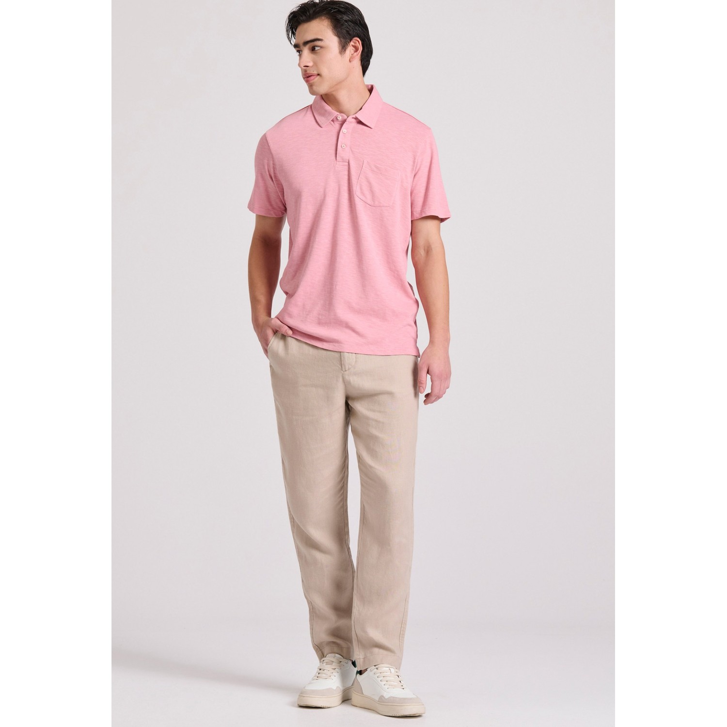Garment dyed polo μπλούζα από φλάμα