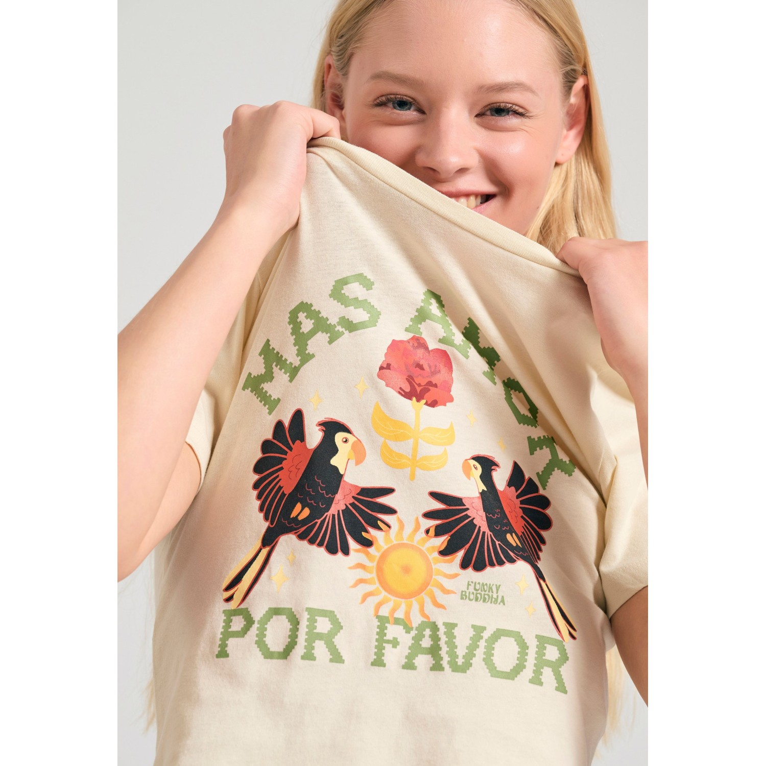 Garment dyed t-shirt με exotic τύπωμα