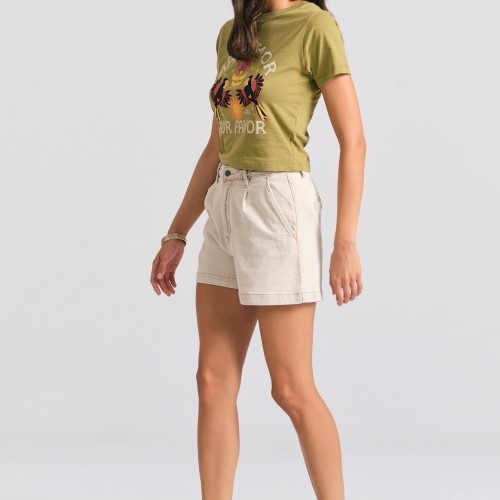 Garment dyed t-shirt με exotic τύπωμα