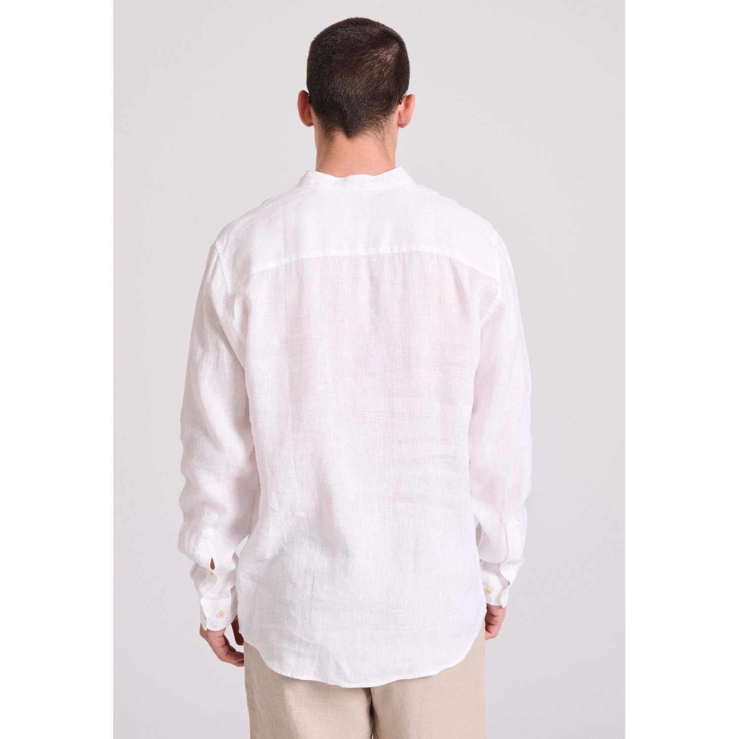 Garment dyed λινό πουκάμισο με λαιμό mao Garment dyed λινό πουκάμισο με λαιμό mao