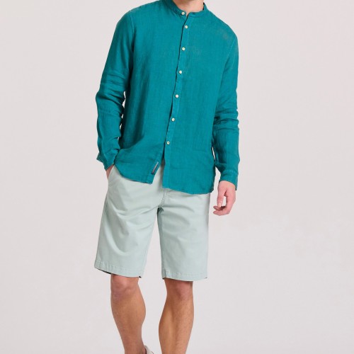 Garment dyed λινό πουκάμισο με λαιμό mao Garment dyed λινό πουκάμισο με λαιμό mao