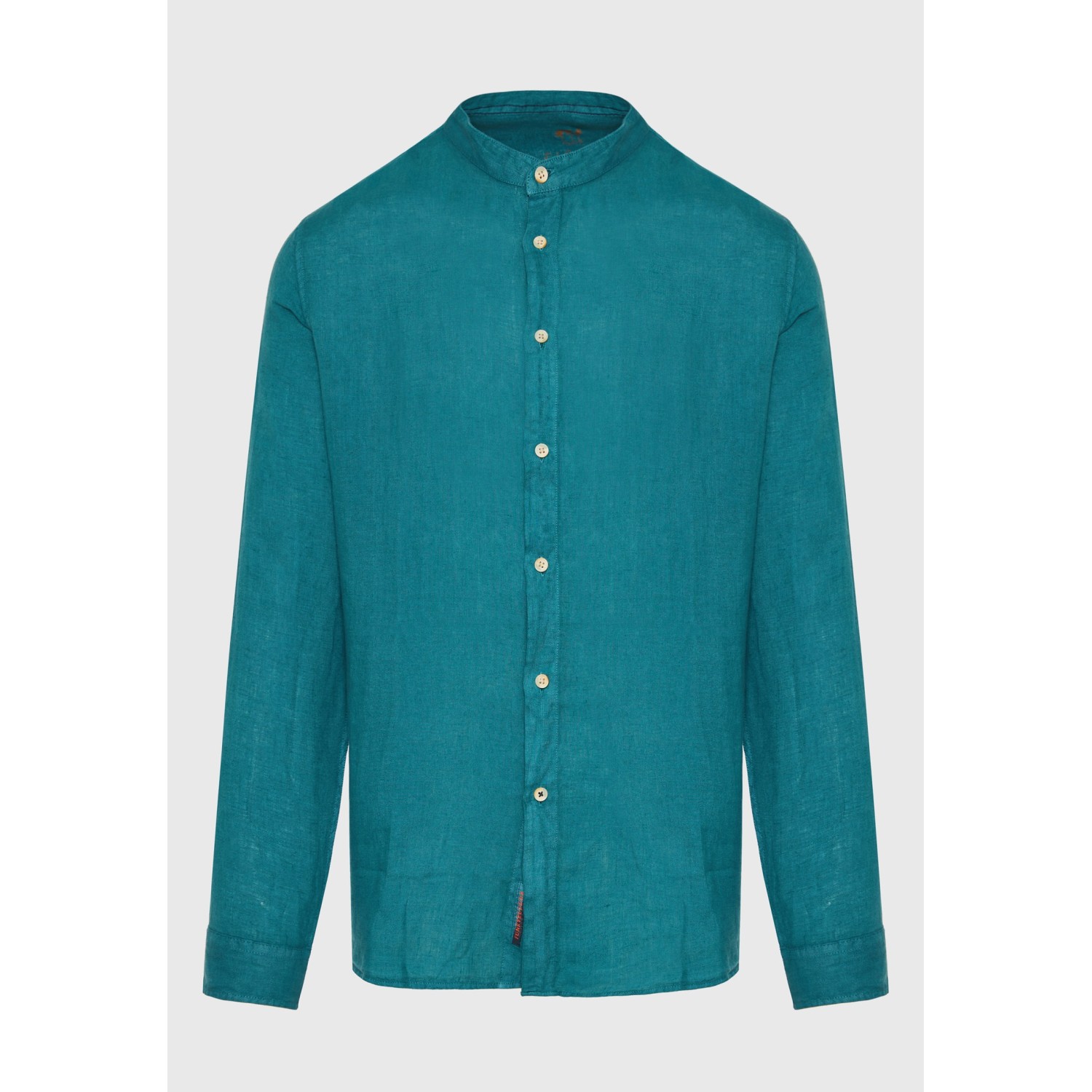 Garment dyed λινό πουκάμισο με λαιμό mao