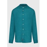 Garment dyed λινό πουκάμισο με λαιμό mao