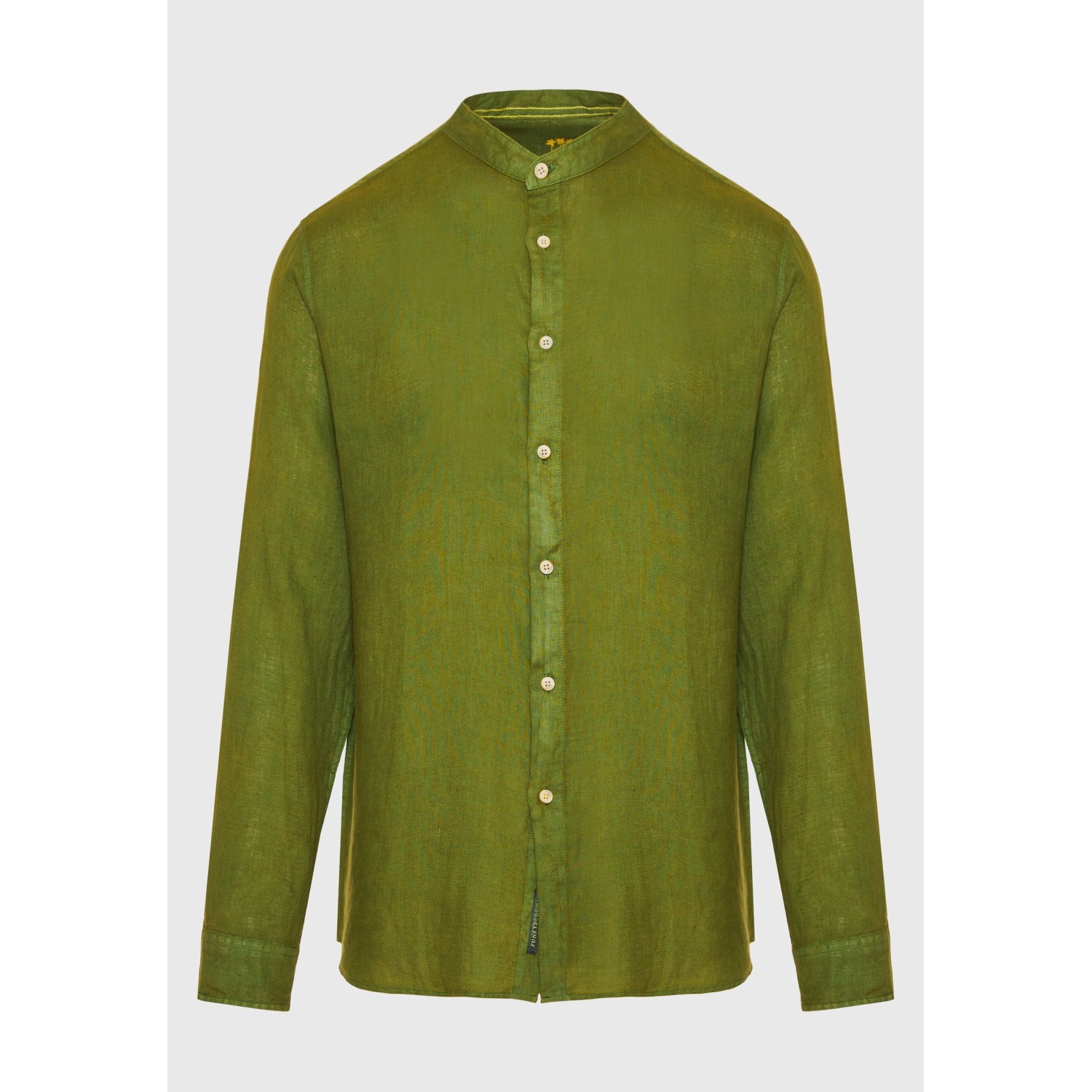 Garment dyed λινό πουκάμισο με λαιμό mao