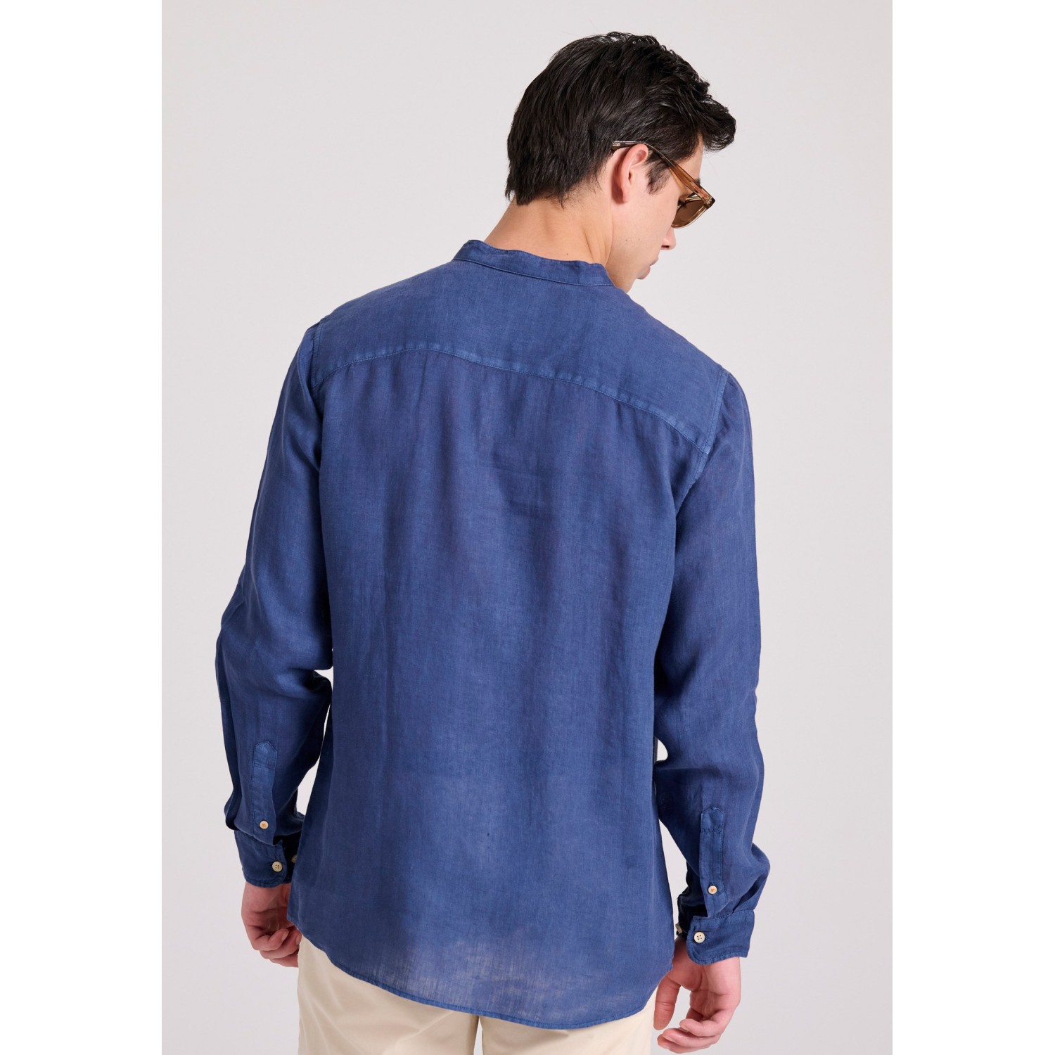 Garment dyed λινό πουκάμισο με λαιμό mao Garment dyed λινό πουκάμισο με λαιμό mao