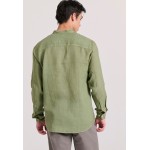 Garment dyed λινό πουκάμισο με λαιμό mao