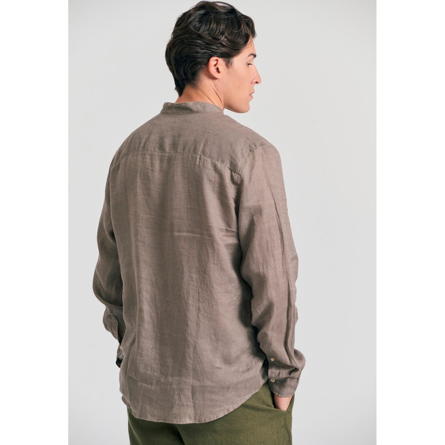 Garment dyed λινό πουκάμισο με λαιμό mao Garment dyed λινό πουκάμισο με λαιμό mao