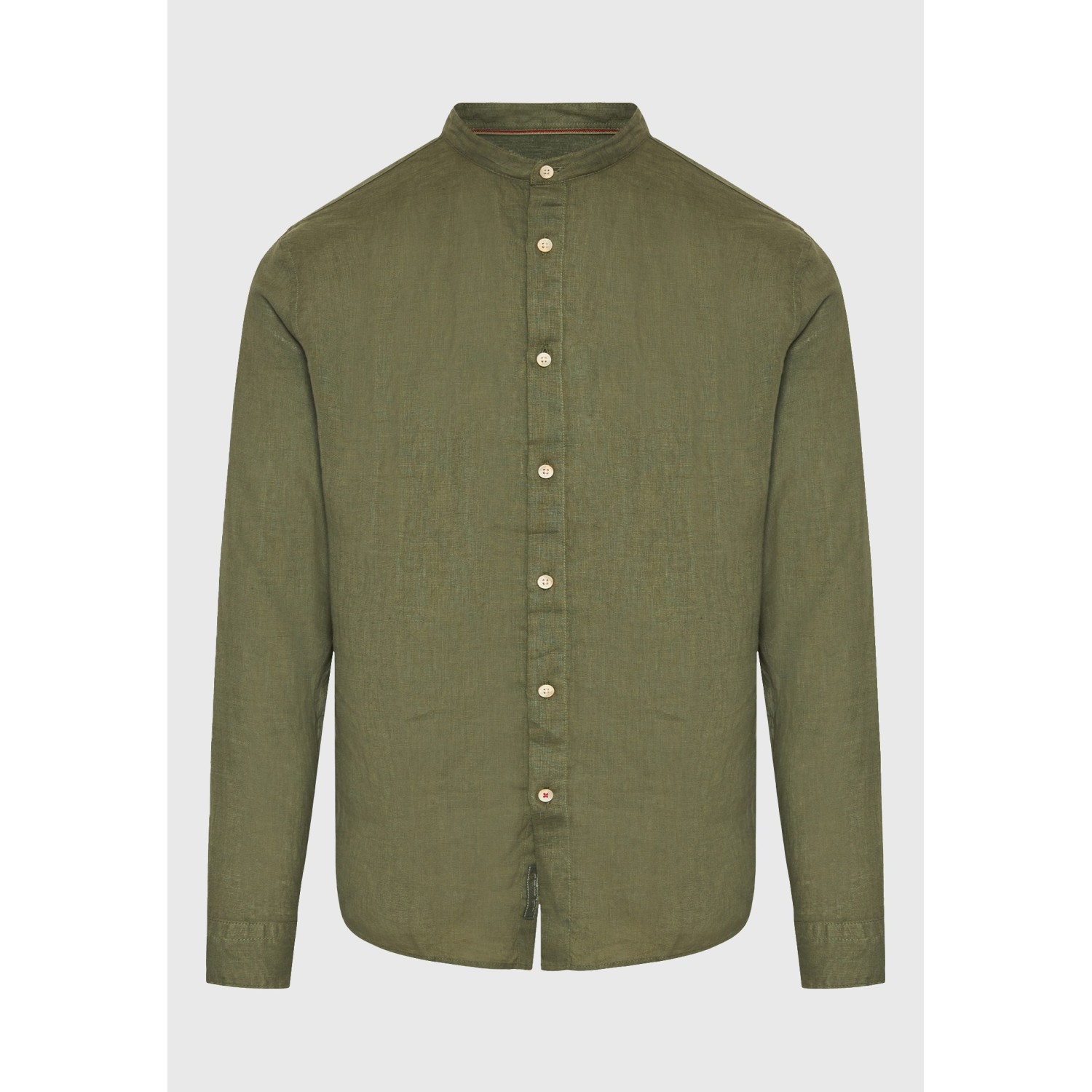 Garment dyed λινό πουκάμισο με λαιμό mao Garment dyed λινό πουκάμισο με λαιμό mao