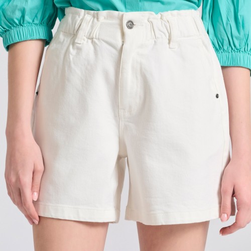 Garment dyed τζιν σορτς με βολάν στη μέση