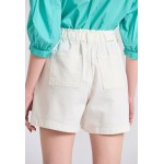 Garment dyed τζιν σορτς με βολάν στη μέση Garment dyed τζιν σορτς με βολάν στη μέση