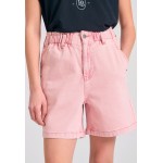 Garment dyed τζιν σορτς με βολάν στη μέση