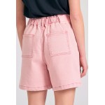 Garment dyed τζιν σορτς με βολάν στη μέση