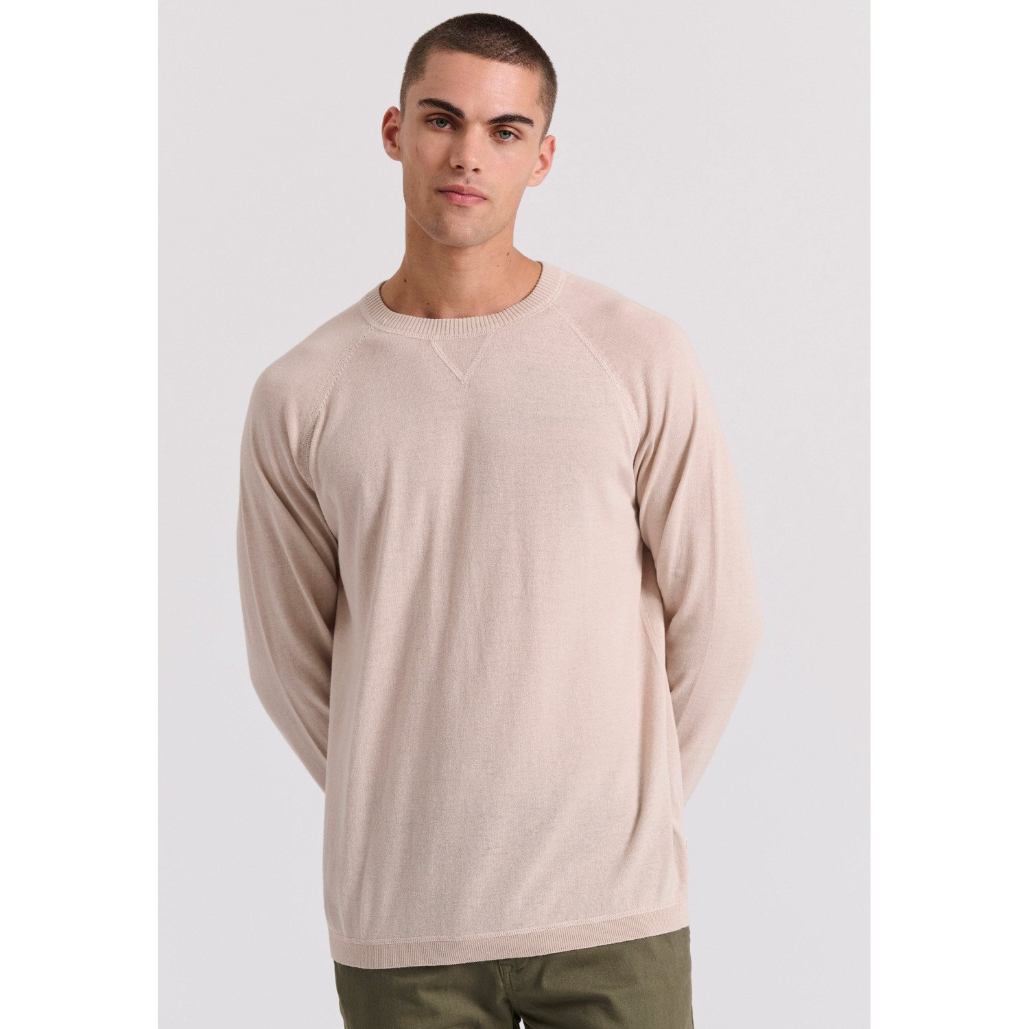 Linen blend ανδρική lightweight πλεκτή μπλούζα