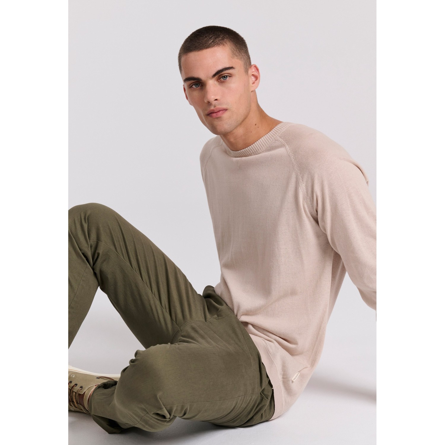 Linen blend ανδρική lightweight πλεκτή μπλούζα
