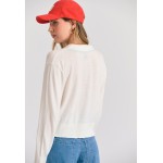 Linen blend πλεκτή ζακέτα με διακοσμητικό κουμπί