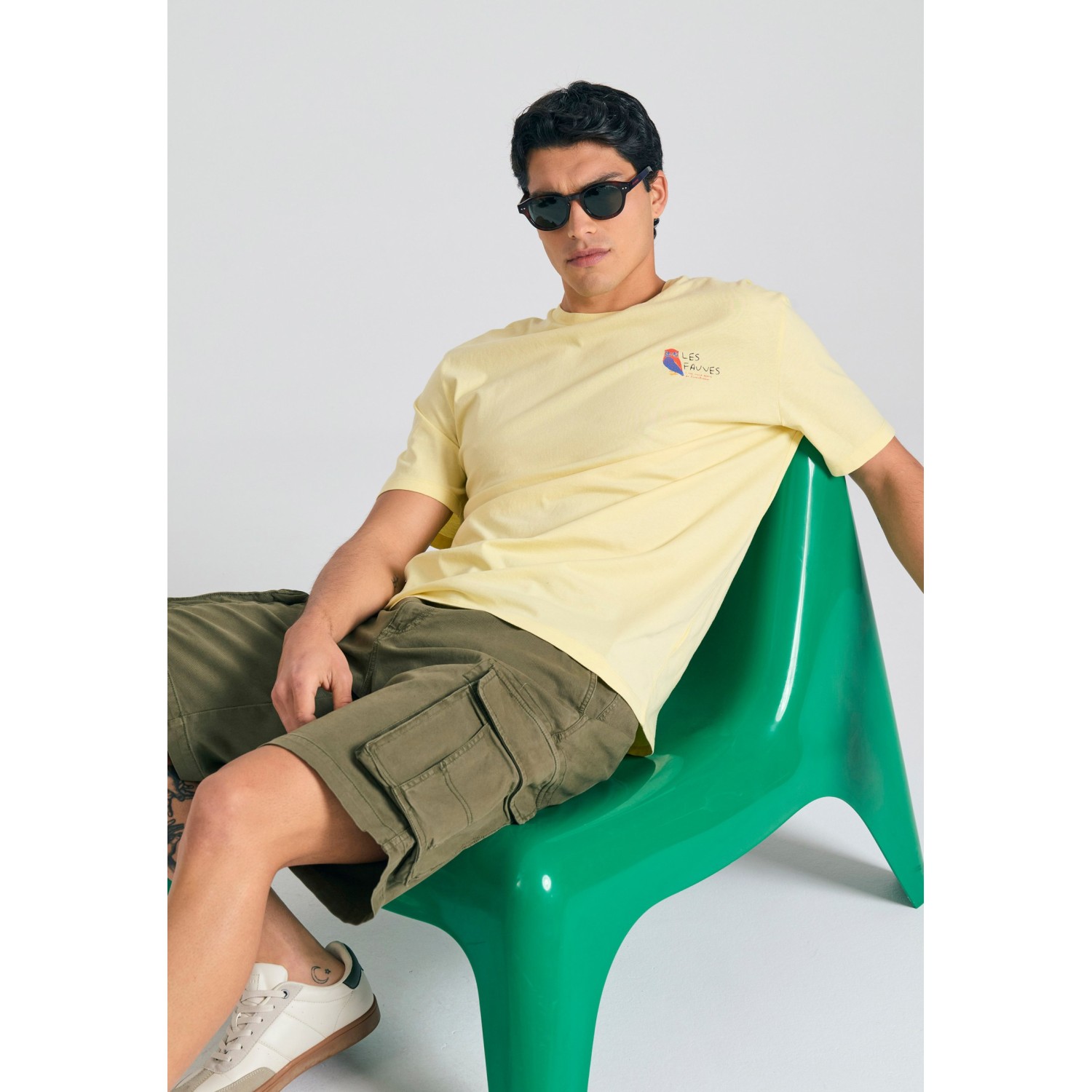 Loose fit garment dyed cargo βερμούδα