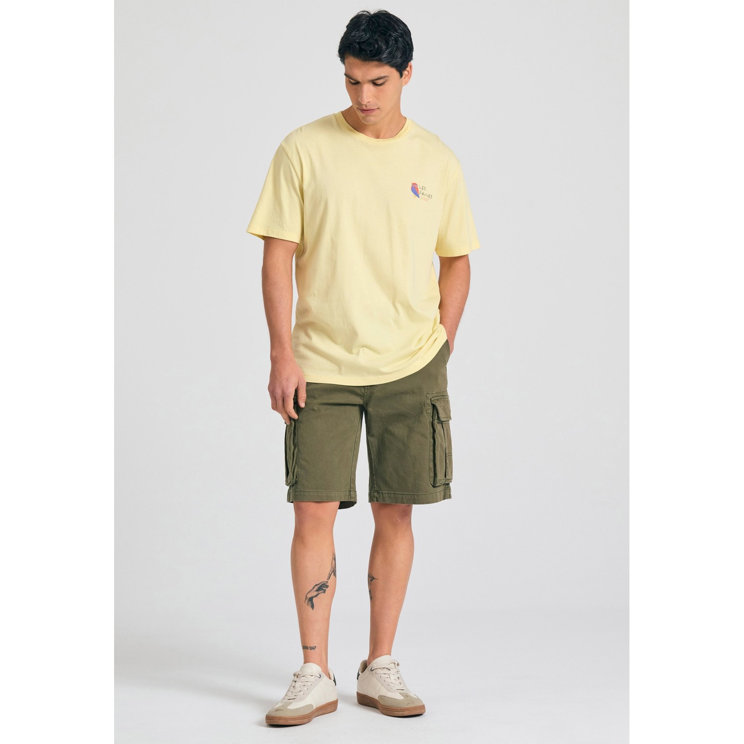 Loose fit garment dyed cargo βερμούδα