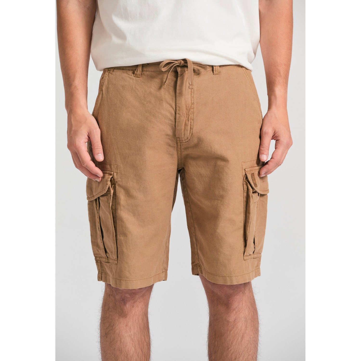 Loose fit linen blend cargo βερμούδα