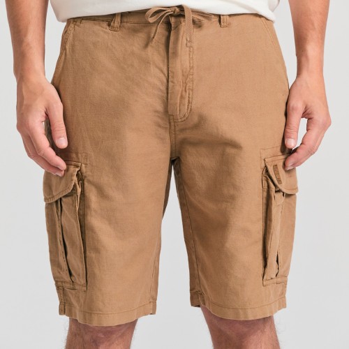 Loose fit linen blend cargo βερμούδα