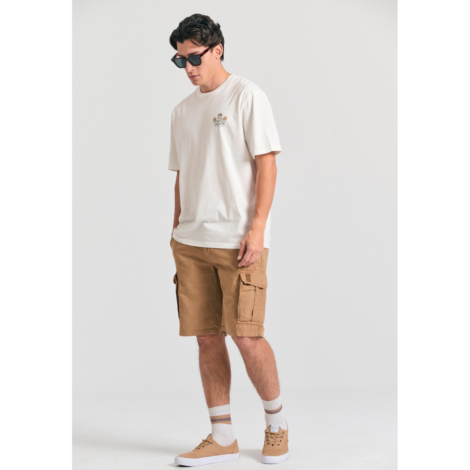 Loose fit linen blend cargo βερμούδα
