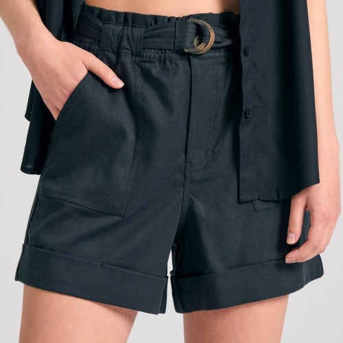 Loose fit lyocell blend σορτς με ζώνη και βολάν