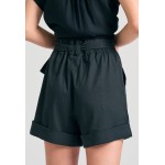 Loose fit lyocell blend σορτς με ζώνη και βολάν