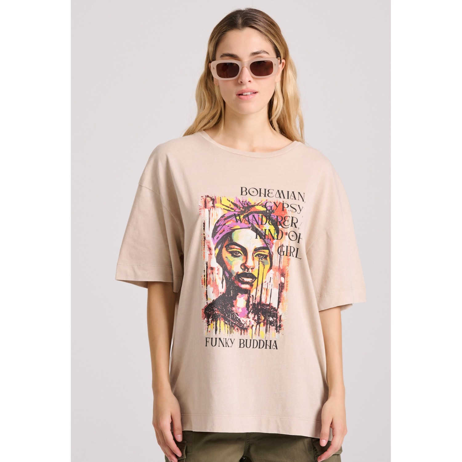 Loose fit t-shirt με bohemian τύπωμα