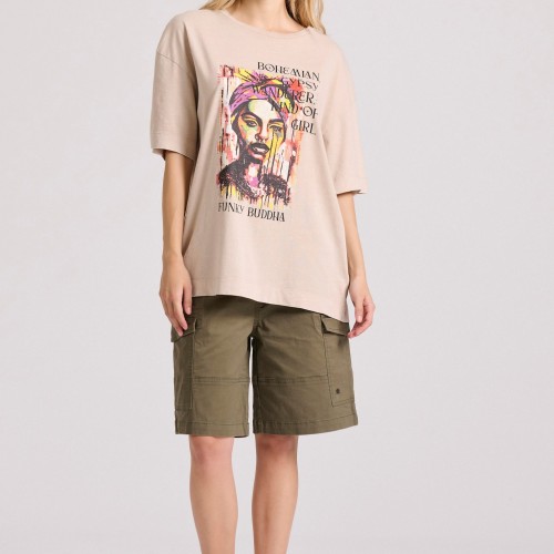 Loose fit t-shirt με bohemian τύπωμα