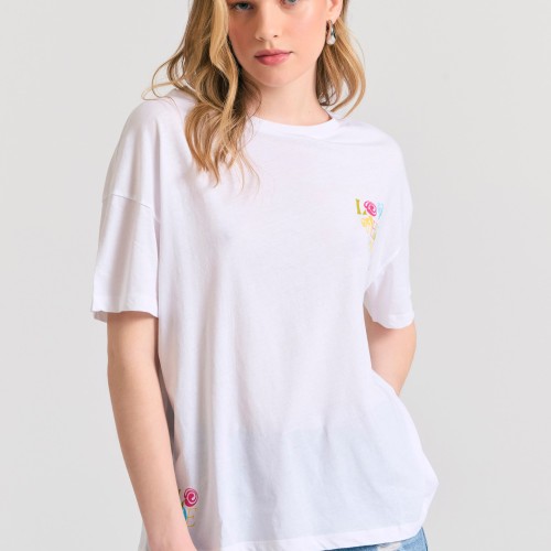Loose fit t-shirt με text artwork τύπωμα στην πλάτ