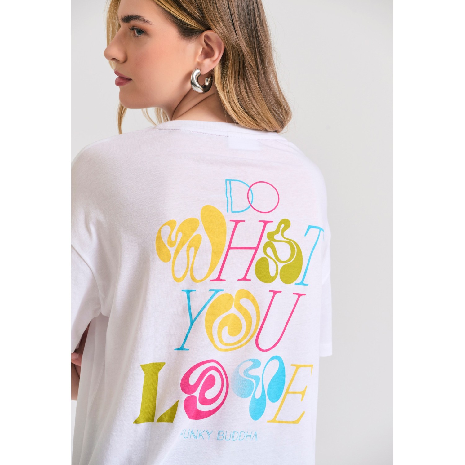 Loose fit t-shirt με text artwork τύπωμα στην πλάτ