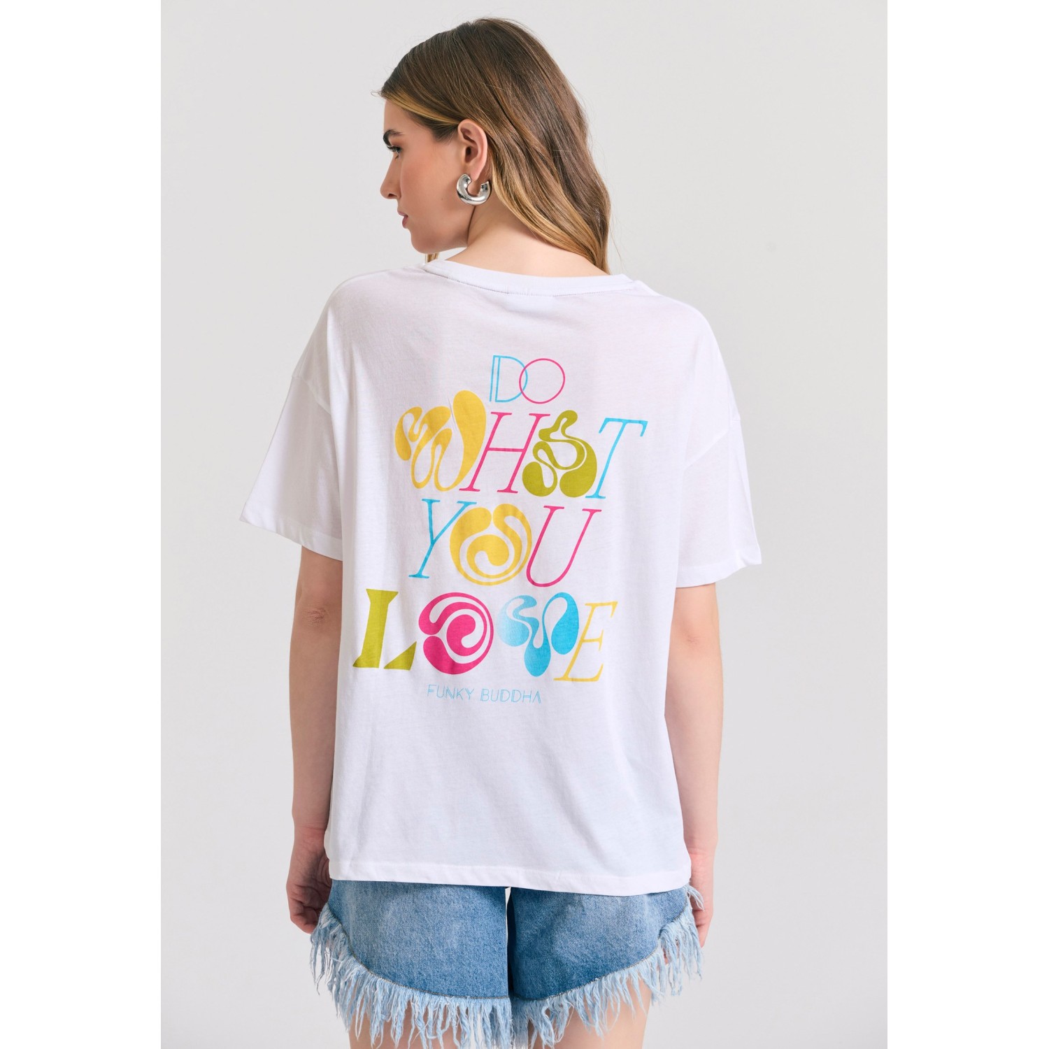 Loose fit t-shirt με text artwork τύπωμα στην πλάτ