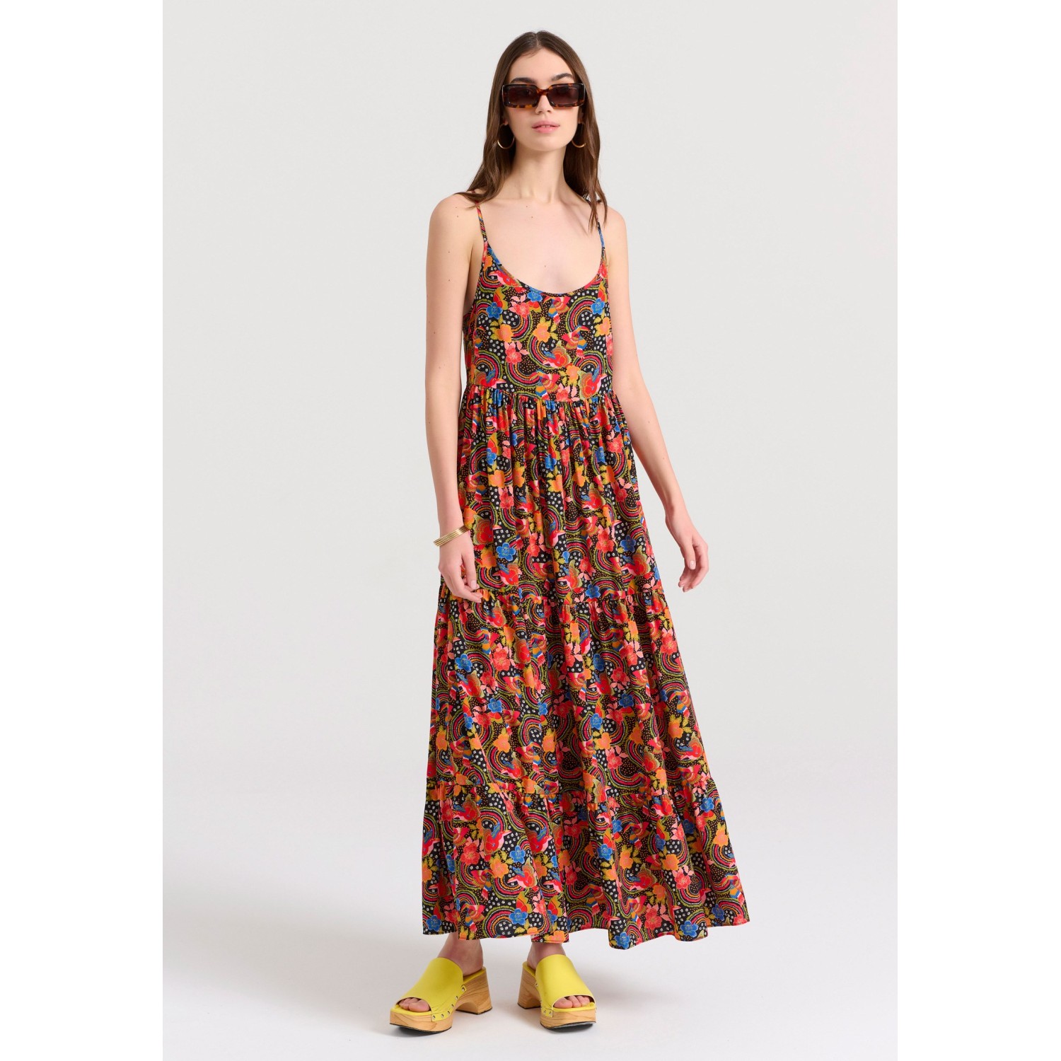 Loose fit εμπριμέ μάξι boho φόρεμα