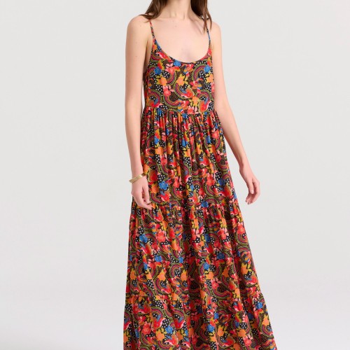Loose fit εμπριμέ μάξι boho φόρεμα